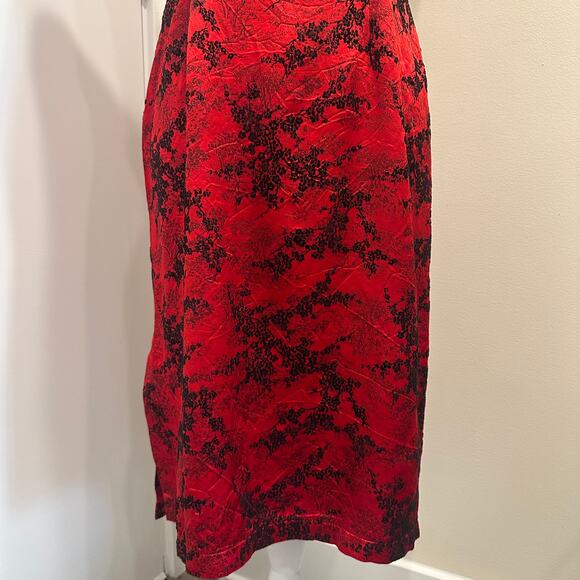 Morbid Threads Vtg Y2K 90s Red Black Cheongsam Qipao Mandarin Dress Mall Goth M - Picture 6 of 12